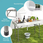 Costway Tavolo Pieghevole Frigo 4 Piedi Refrigeratore da Esterno Portatile con Vasca Grande
