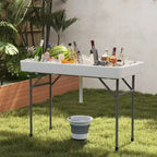 Costway Tavolo Pieghevole Frigo 4 Piedi Refrigeratore da Esterno Portatile con Vasca Grande