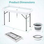 Costway Tavolo Pieghevole Frigo 4 Piedi Refrigeratore da Esterno Portatile con Vasca Grande