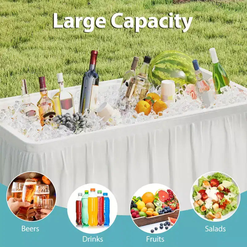 Costway Tavolo Pieghevole Frigo 4 Piedi Refrigeratore da Esterno Portatile con Vasca Grande