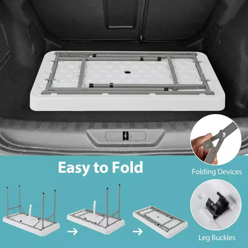 Costway Tavolo Pieghevole Frigo 4 Piedi Refrigeratore da Esterno Portatile con Vasca Grande
