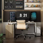 Scrivania da Ufficio a Pedistallo Singolo Famapy: Postazione di Lavoro Modulare con Organizzatore a 3 Cassetti, Ripiano Aperto e Spazio di Archiviazione Regolabile Scrivania per Computer per l'Home Office