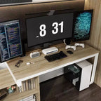 Scrivania da Ufficio a Pedistallo Singolo Famapy: Postazione di Lavoro Modulare con Organizzatore a 3 Cassetti, Ripiano Aperto e Spazio di Archiviazione Regolabile Scrivania per Computer per l'Home Office