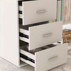 Scrivania da Ufficio a Pedistallo Singolo Famapy: Postazione di Lavoro Modulare con Organizzatore a 3 Cassetti, Ripiano Aperto e Spazio di Archiviazione Regolabile Scrivania per Computer per l'Home Office