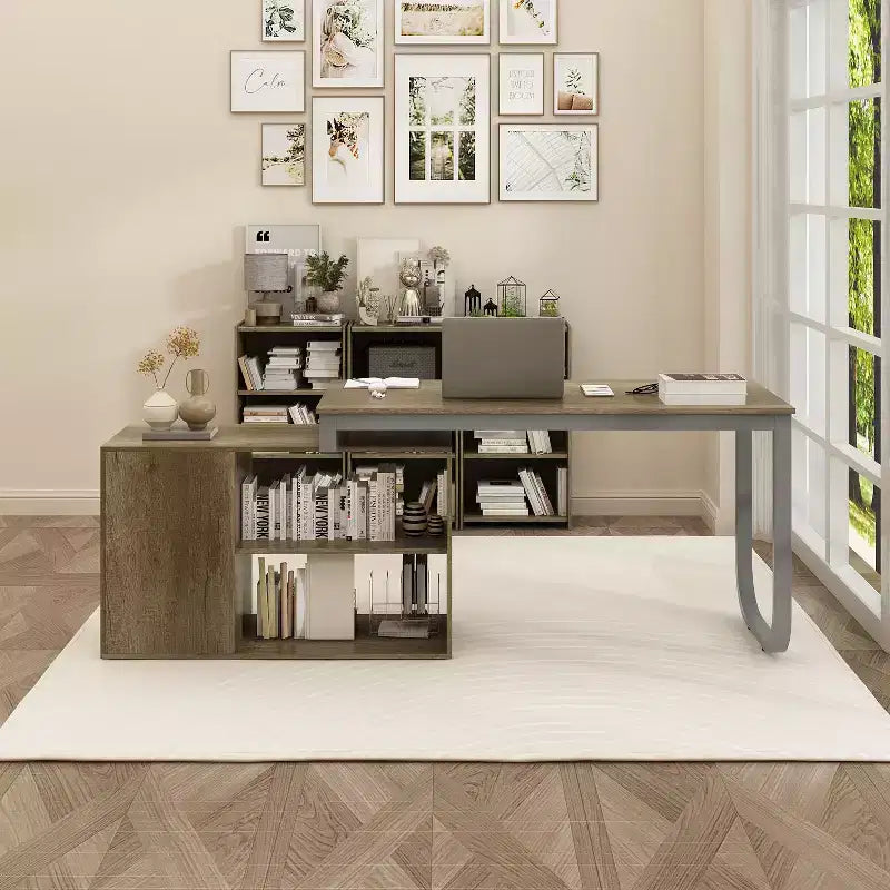Bureau individuel Famapy : poste de travail modulaire avec organisateur à 3 tiroirs, étagère ouverte et rangement réglable - bureau d'ordinateur pour la maison