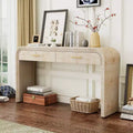 Unique Retro Silhouette Console Table with Open Style, Two Top Drawers(Natural Wood Wash)