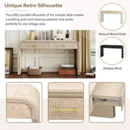 Tavolo Consolle con Silhouette Retro Unica e Stile Aperto, Due Cassetti Superiori (Finitura Legno Naturale)