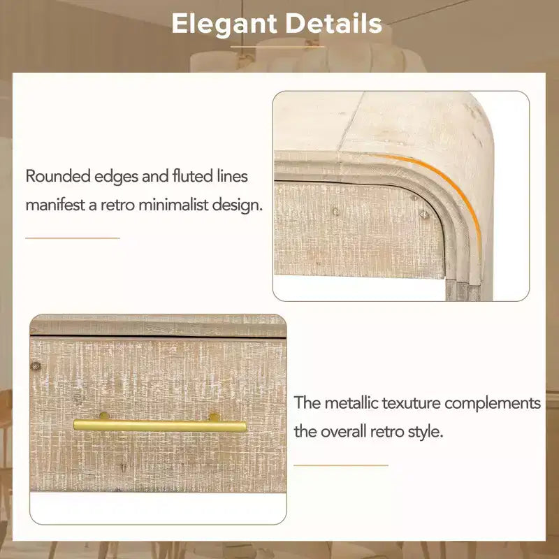 Tavolo Consolle con Silhouette Retro Unica e Stile Aperto, Due Cassetti Superiori (Finitura Legno Naturale)