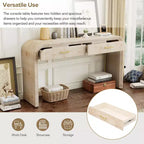 Tavolo Consolle con Silhouette Retro Unica e Stile Aperto, Due Cassetti Superiori (Finitura Legno Naturale)