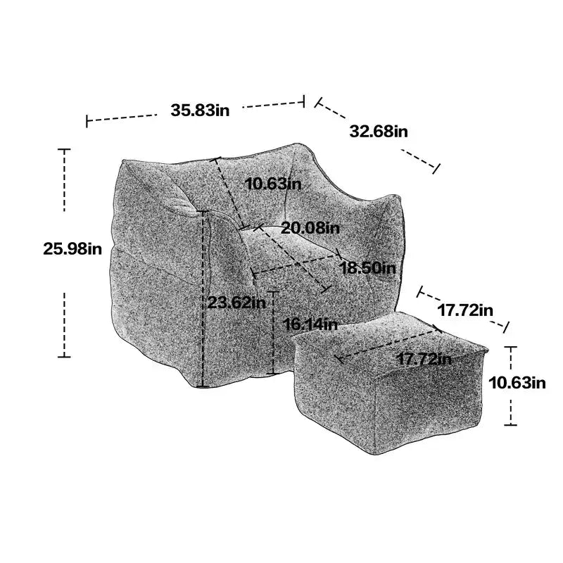 MAYEERTY Poltrona Sacco Pouf/Poggiapiedi per Adulti/Bambini (Uso Interno/Esterno)