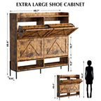 Meuble à chaussures avec 4 tiroirs basculants - Organisateur de rangement de chaussures autoportant pour l'entrée, Organisateur de chaussures avec séparation sec et humide et pieds en métal