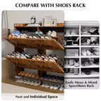 Meuble à chaussures avec 4 tiroirs basculants - Organisateur de rangement de chaussures autoportant pour l'entrée, Organisateur de chaussures avec séparation sec et humide et pieds en métal