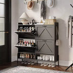 Shoe Cabinet with 4 Flip Drawers - Freestanding Shoe Storage Cabinet Organizer for Entryway, Dry and Wet Separation Shoe Organizer with Metal Legs