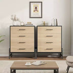 Comò Alto 38.6", Cassettiera a 4 Cassetti per Camera da Letto, Armadio in Legno, Contenitore Autoportante, per Soggiorno, Camera da Letto