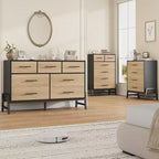 Comò Alto 38.6", Cassettiera a 4 Cassetti per Camera da Letto, Armadio in Legno, Contenitore Autoportante, per Soggiorno, Camera da Letto