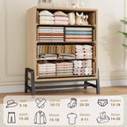 Comò Alto 38.6", Cassettiera a 4 Cassetti per Camera da Letto, Armadio in Legno, Contenitore Autoportante, per Soggiorno, Camera da Letto