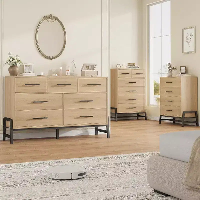 Comò Alto 38.6", Cassettiera a 4 Cassetti per Camera da Letto, Armadio in Legno, Contenitore Autoportante, per Soggiorno, Camera da Letto