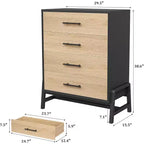 Comò Alto 38.6", Cassettiera a 4 Cassetti per Camera da Letto, Armadio in Legno, Contenitore Autoportante, per Soggiorno, Camera da Letto