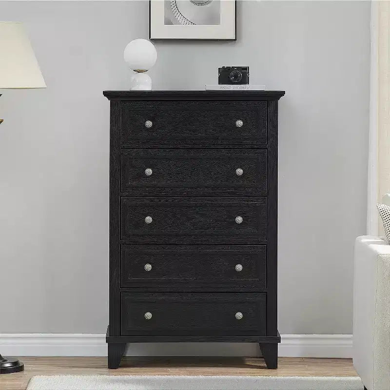 Acekool 48 Tall White Dresser, 5-Drawer Chest for Bedroom, Vintage Storage Cabinet for Closet, Living Room, Hallway