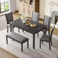 6-Piece Dining Table Set with Bench and Chairs, Wooden Dining Table Set for 6, Modern 6 Person Dining Table Set for Dining Room, Kitchen