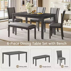 Set da Pranzo da 6 Pezzi con Panca e Sedie, Set da Tavolo da Pranzo in Legno per 6 Persone, Set da Tavolo da Pranzo Moderno per 6 Persone per Sala da Pranzo, Cucina