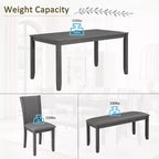 Set da Pranzo da 6 Pezzi con Panca e Sedie, Set da Tavolo da Pranzo in Legno per 6 Persone, Set da Tavolo da Pranzo Moderno per 6 Persone per Sala da Pranzo, Cucina