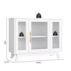 Buffet moderne de 91 cm avec portes en verre cannelé, étagères réglables, meuble décoratif pour cuisine, salon