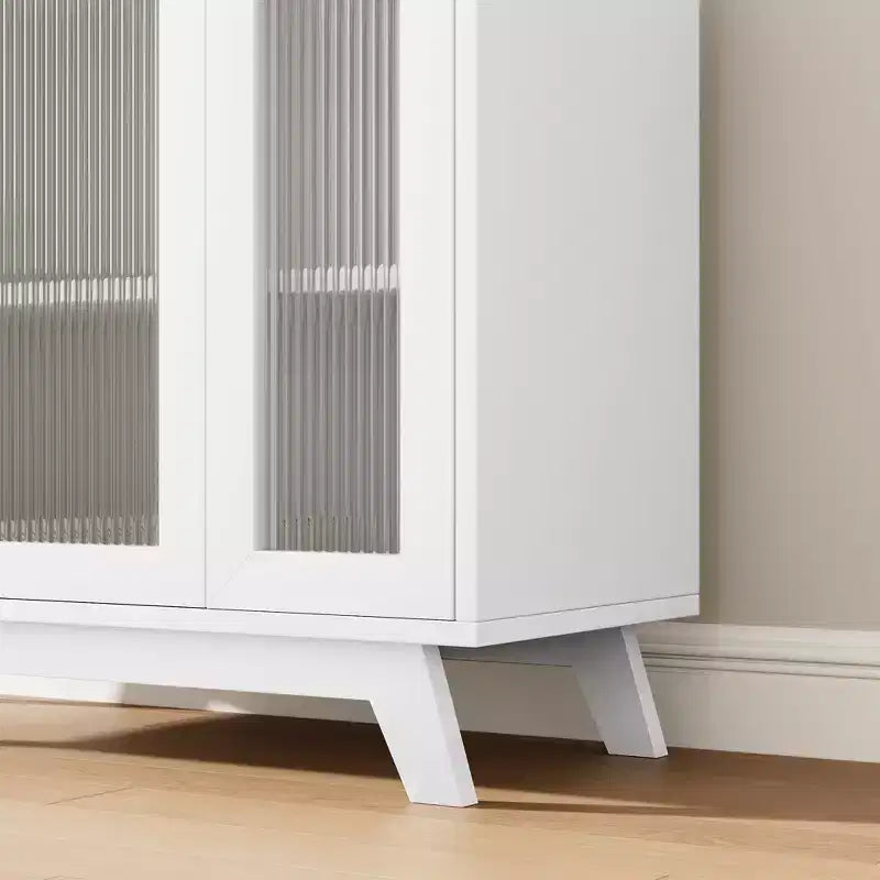 Buffet moderne de 91 cm avec portes en verre cannelé, étagères réglables, meuble décoratif pour cuisine, salon