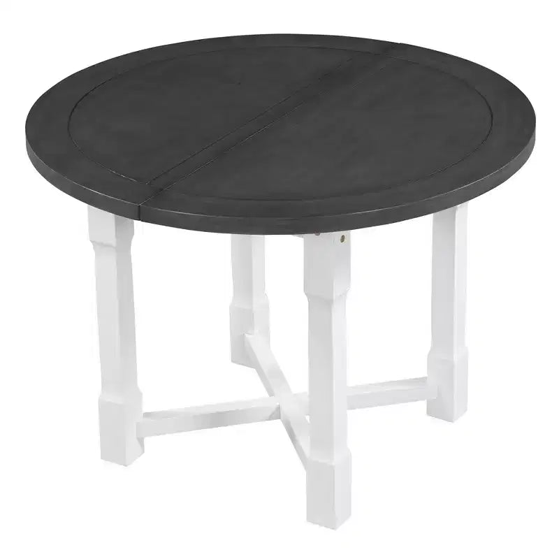 Set da pranzo allungabile Whisen da 5 pezzi per 4 persone, tavolo da pranzo rotondo per 4 persone con sedie imbottite