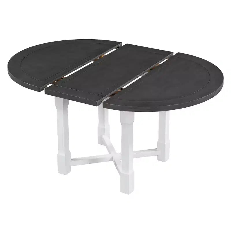 Set da pranzo allungabile Whisen da 5 pezzi per 4 persone, tavolo da pranzo rotondo per 4 persone con sedie imbottite