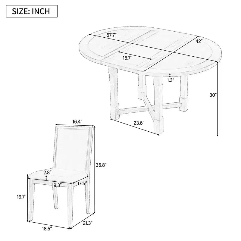 Set da pranzo allungabile Whisen da 5 pezzi per 4 persone, tavolo da pranzo rotondo per 4 persone con sedie imbottite