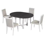 Set da pranzo allungabile Whisen da 5 pezzi per 4 persone, tavolo da pranzo rotondo per 4 persone con sedie imbottite
