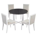 Set da pranzo allungabile Whisen da 5 pezzi per 4 persone, tavolo da pranzo rotondo per 4 persone con sedie imbottite
