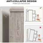 Commode double à 6 tiroirs pour chambre à coucher, commode moderne grise avec poignées encastrées, organisateur de rangement en bois pour salon, chambre d'enfant, couloir ou entrée