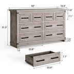 Cassettiera a 8 cassetti per camera da letto, mobile contenitore/porta TV vintage, cassettiera rustica in legno, soggiorno, corridoio