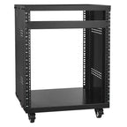 VEVOR 12U AV Rack Stand, 500 lbs Capacity, Network Stereo Recording Studio Rack with Lockable Caster Wheels Round & Square Holes, Special Vents