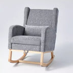 Poltrona a dondolo Hyleory Chenille con poggiapiedi estraibile, gambe in legno massello, lungo cuscinetto antiscivolo, supporto lombare e tasca laterale