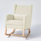 Poltrona a dondolo Hyleory Chenille con poggiapiedi estraibile, gambe in legno massello, lungo cuscinetto antiscivolo, supporto lombare e tasca laterale
