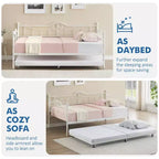 Lit de repos jumeau avec lit gigogne double, lit de repos en métal avec lit gigogne, cadre de lit de repos avec lit gigogne, canapé-lit avec support à lattes en acier pour enfants, adolescents et adultes