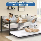 Lit de repos jumeau avec lit gigogne double, lit de repos en métal avec lit gigogne, cadre de lit de repos avec lit gigogne, canapé-lit avec support à lattes en acier pour enfants, adolescents et adultes