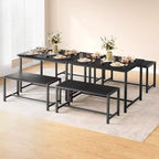 Set tavolo da pranzo per 4 persone, tavolo da cucina con panche, set tavolo da pranzo rettangolare con 2 panche imbottite, set tavolo da pranzo da 3 pezzi