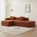 Modular 5-Seater Sectional Sofa, Lambswool Fabric with Removable Chaise Lounge, Apartment Size