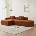 Modular 5-Seater Sectional Sofa, Lambswool Fabric with Removable Chaise Lounge, Apartment Size