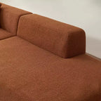Divano Sezionale Modulare a 5 Posti, in Tessuto di Lana d'Agnello con Chaise Longue Rimovibile, Dimensioni per Appartamento