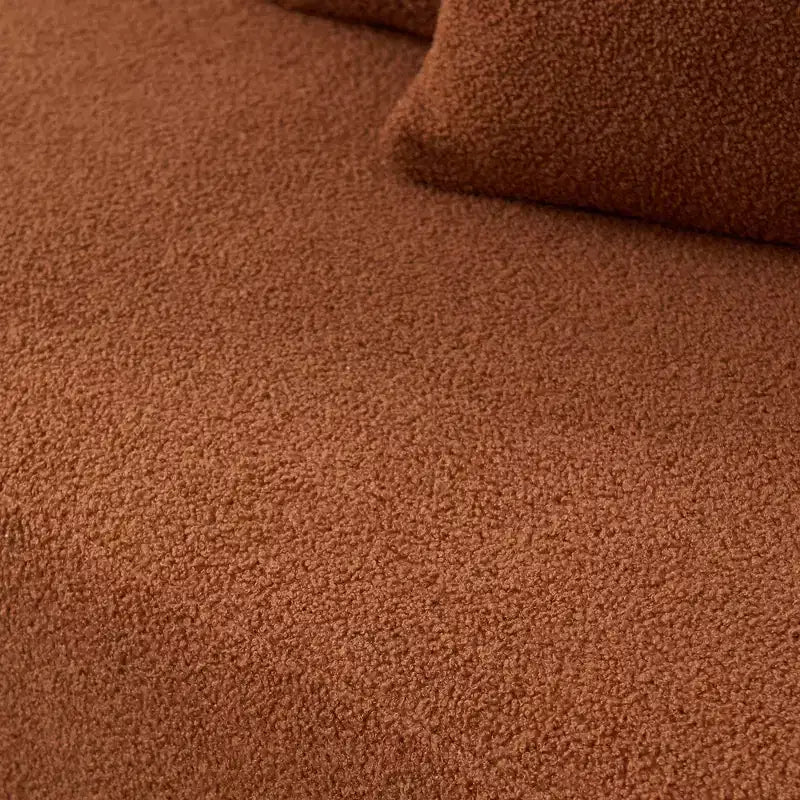 Divano Sezionale Modulare a 5 Posti, in Tessuto di Lana d'Agnello con Chaise Longue Rimovibile, Dimensioni per Appartamento