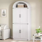 Arched Cabinet 71.6 Tall Bookcase - Farmhouse Storage Cabinet with Doors, Arched Kitchen Pantry Cabinets, 5 Tier Kitchen Cabinets for Dining Room