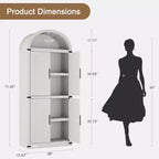 Credenza ad arco libreria alta 71.6 - Mobiletto contenitore in stile rustico con ante, credenza da cucina ad arco, credenza da cucina a 5 ripiani per sala da pranzo