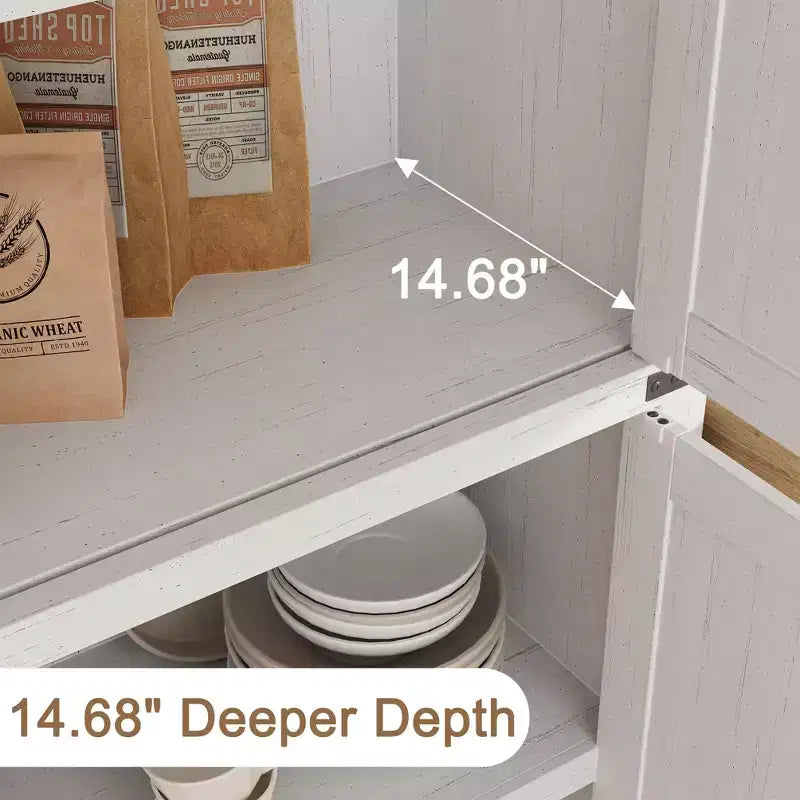 Credenza ad arco libreria alta 71.6 - Mobiletto contenitore in stile rustico con ante, credenza da cucina ad arco, credenza da cucina a 5 ripiani per sala da pranzo