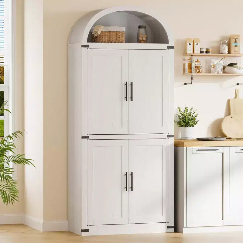 Credenza ad arco libreria alta 71.6 - Mobiletto contenitore in stile rustico con ante, credenza da cucina ad arco, credenza da cucina a 5 ripiani per sala da pranzo