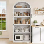 Credenza ad arco libreria alta 71.6 - Mobiletto contenitore in stile rustico con ante, credenza da cucina ad arco, credenza da cucina a 5 ripiani per sala da pranzo